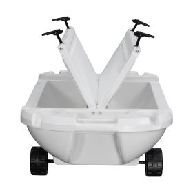 Floating Cooler, 40 QT Floating Ice Chest with Dry Storage, Wheels & Tow Rope, Premium LLDPE Amphibious Drink Cooler for Water & Land