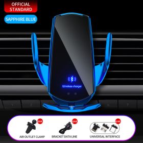 30W Car Wireless Charger Magnetic Automatic Car Mount Phone Holder For iPhone Samsung Xiaomi Infrared Induction QI Fast Charging (Color: Blue, Ships From: CN)