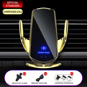 30W Car Wireless Charger Magnetic Automatic Car Mount Phone Holder For iPhone Samsung Xiaomi Infrared Induction QI Fast Charging (Color: GOLD, Ships From: CN)