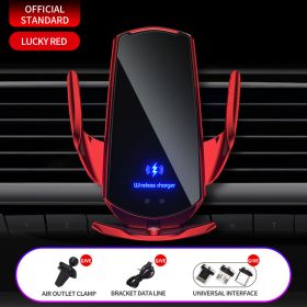 30W Car Wireless Charger Magnetic Automatic Car Mount Phone Holder For iPhone Samsung Xiaomi Infrared Induction QI Fast Charging (Color: Red, Ships From: CN)