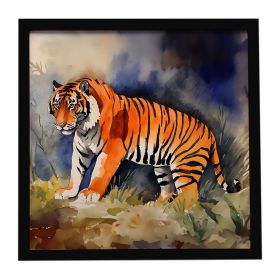 Bengal Tiger Framed Metal Print Bathroom, Kitchen, Office, Home Decor Wall Art Ready to Hang, Square, 8X8 (Default: Default)